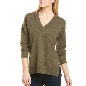 Madewell green v neck knit sweater wool blend size S